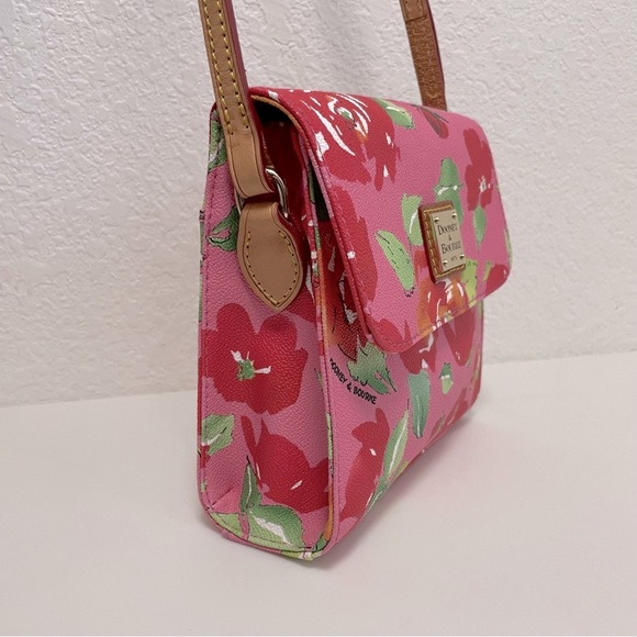 Dooney & Bourke 🌸 Pink Floral, Letter Carrier Leather Crossbody bag 🌸 - Picture 5 of 16